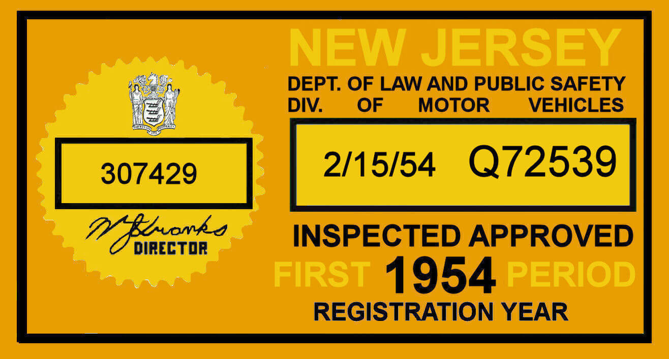 (image for) 1954 1st period New Jersey Inspection Sticker